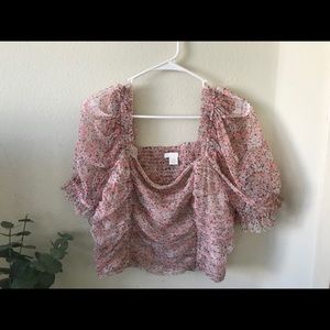 H&M Floral Puff Sleeve Blouse